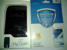 Husa Samsung Galaxy Grand Duos I9082 Flip Cover S View ALB - NEGRU !!! Folie de potectie CADOU !!! foto