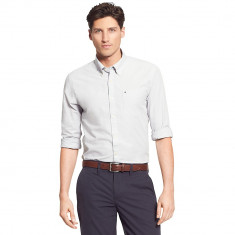 Camasa Tommy Hilfiger slim fit, M, gri deschis, noua, cu etichete foto