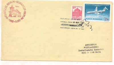plic ocazional (aerofilatelie) -Primul zbor IL -62 BUCURESTI-BERLIN IF-407 foto