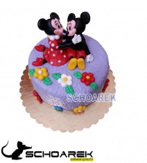 Tort aniversar personalizat Mickey si Minnie lila | 3kg | fondant | e torturi personalizate | cadou aniversare foto