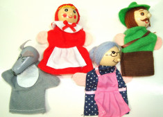 Set 4 figurine marionete pt deget - Povestea Scufita rosie , H 10 cm foto