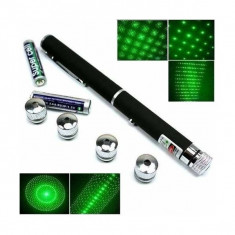 Laser Pointer verde 500 mw cu 5 capete 3D + 2 baterii Alkaline foto