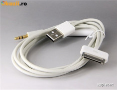 2 in 1 Cablu USB 3.5mm Audio Auxiliar / Date / Incarcator Apple iPod iPhone 3G 3GS 4 4S foto