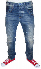 (NOU) BLUGI SLIM FIT CU SEMI TUR LASAT &amp;quot;VINTAGE SUPPLY BY BERSHKA&amp;quot; - ( MARIME: 29 ) - TALIE = 80 CM / LUNGIME TOTALA = 110 CM foto