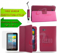 Husa tip stand Samsung Galaxy Tab 2 10.1&amp;#039; P5100/P5110 *ROSE RED*+Folie+Pen foto