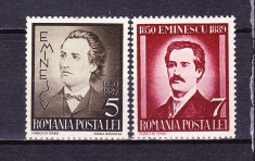 Timbre ROMANIA 1939/* 130 = ANIV. 50 ANI MIHAI EMINESCU, MNH foto