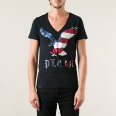 Tricou Philipp Plein Embellished V-Neck Barbati IN STOC L foto