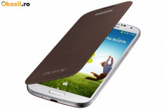 Husa flip cover pentru Samsung S4 maro foto