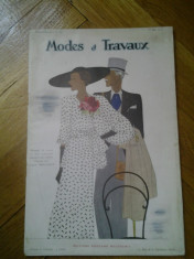 Revista franceza Modes et Travaux 1 mai 1934 moda si design vestimentar art deco chic fashion cool Franta peste 125 ilustratii + reclame de epoca foto