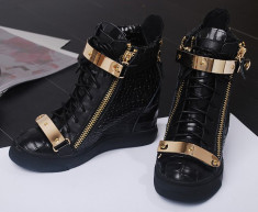 Adidasi/Ghete cu Toc 8cm Giuseppe Zanotti Sneakers din Piele Lacuita Dama IN STOC Marimea 34 si 35 - POZE REALE foto