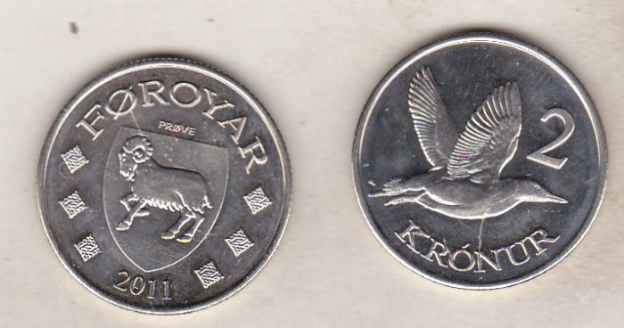 bnk mnd Faeroe 2 kronur 2011 unc, fauna