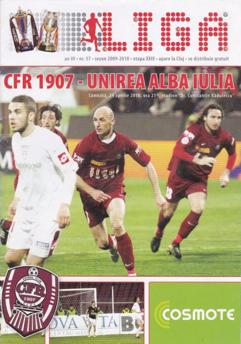 Program meci - CFR 1907 Cluj - Unirea Alba Iulia 24.04.2010