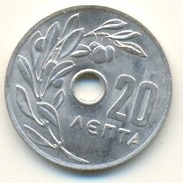 Grecia 20 lepta 1969 foto