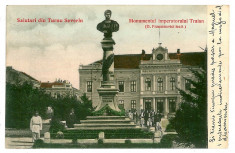 2453 - TURNU SEVERIN, Monumentul Imparatului TRAIAN - old postcard - used - 1906 foto