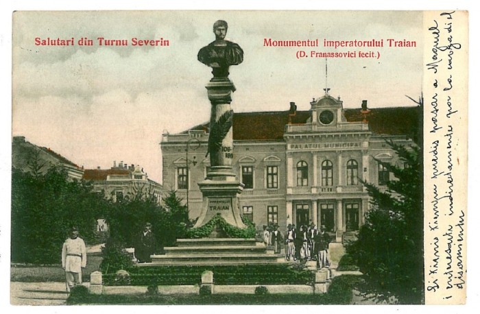 2453 - TURNU SEVERIN, Monumentul Imparatului TRAIAN - old postcard - used 1906