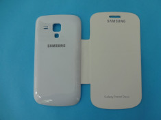 Husa Samsung Galaxy S Duos S7562 sau S Duos 2 S7582 Flip Cover Alb !!! Folie protectie display CADOU !!! foto