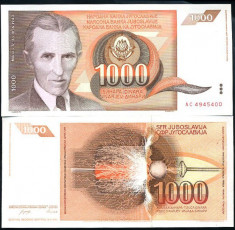 IUGOSLAVIA- 1000 DINARI 1990- UNC!! foto