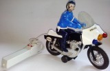 Cumpara ieftin Jucarie veche de colectie - MOTOCICLETA POLICE JOUSTRA, CU TELECOMANDA PE FIR, anii &#039;70 - &#039;80