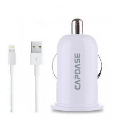 Incarcator auto Dual USB si cablu iPhone / iPad &amp;amp;quot Capdase Pico K2&amp;amp;quot Alb foto