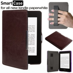 Husa / Coperta Cafeniu, prindere mana / KINDLE PAPERWHITE / SLIM / PIELE PREMIUM / functie wake and sleep - Cadou - 3000 de carti foto