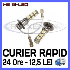 BEC AUTO LED LEDURI H3 13-SMD LUMINI DE ZI (DRL) FAZA LUNGA (FLASH) PROIECTOARE foto