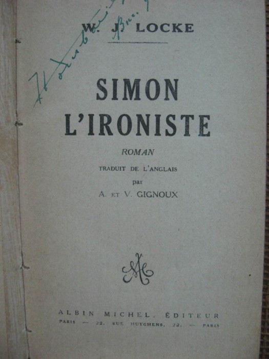 W. J. Locke - Simon l&#039;ironiste (in limba franceza)