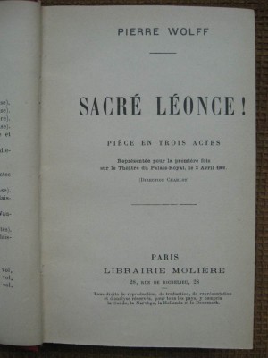 Pierre Wolff - Sacre Leonce; Le ruiseau (in limba franceza) foto