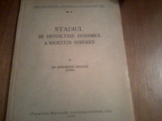 GHEORGHE DRAGOS STADIUL DE DESVOLTARE ECONOMICA A SOCIETATII HOMERICE ed.1937 - AUTOGRAFUL AUTORULUI foto