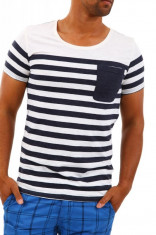 Tricou barbati Shine Alb-Bleumarin 2-45213 foto