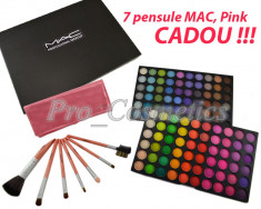 Trusa Machiaj 120 culori MAC 05 + CADOU 7 Pensule machiaj profesionale MAC Pink trusa farduri set machiaj kit make up pensule machiaj farduri colorate foto