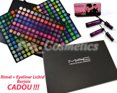 Trusa machiaj profesionala farduri 252 culori MAC trusa farduri mate sidefate pigmentate rezistente + CADOU Set rimel + eyeliner tus de ochi Bourjois foto