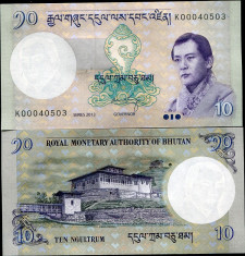 BHUTAN- 10 NGULTRUM 2013- P 29- NEW- UNC!! foto