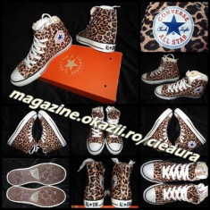 BASCHETI GHETE DAMA PANZA ANIMAL PRINT replica FIRMA BRAND CONVERSE Chuck Taylor ALL STAR OX TENISI PANTOFI SPORT TENESI IMPRIMEU TIGRU LEOPARD foto