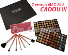 Trusa Machiaj profesionala 120 culori neutre MAC 04 + CADOU 7 Pensule Machiaj MAC Pink set machiaj farduri neutre farduri mate farduri sidefate foto