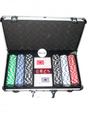 POKER SET 300 DE JETOANE IN SERVIETA DIN ALUMINIU foto