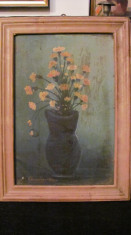 PVM - Vas cu flori ulei pe pinza / semnat indescifrabil 1994 foto