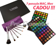 Trusa Machiaj 120 farduri colorate MAC 02 + CADOU 7 Pensule machiaj profesionale MAC Mov trusa farduri set machiaj farduri mate farduri sidefate foto