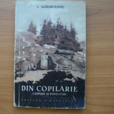 DIN COPILARIE - chipuri si povestiri - I. AGIRBICEANU , EDITURA TINERETULUI, 1956, PG.100, prima editie, stare buna