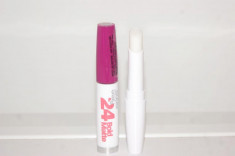 RUJ+BALSAM MAYBELLINE SUPER STAY 24H BOLD MATTE NUANTA 830 PRUNE PLAISIR -AUTENTIC- foto