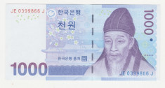 BANCNOTA KOREA - 1000 WON, STARE FOARTE BUNA foto