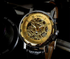 Ceas Mecanic Barbati SKELETON Winner Imperial Gold Edition CEL MAI MIC PRET Grantat Casio Armani win024 foto