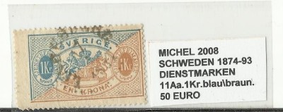 SUEDIA - 11 Aa. 1KR.BLAU\BRAUN STAMPILAT foto