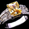 Inel superb placat cu aur 18k si piatra topaz champagne + cutie cadou; marime piatra: 6*8mm; marime 10