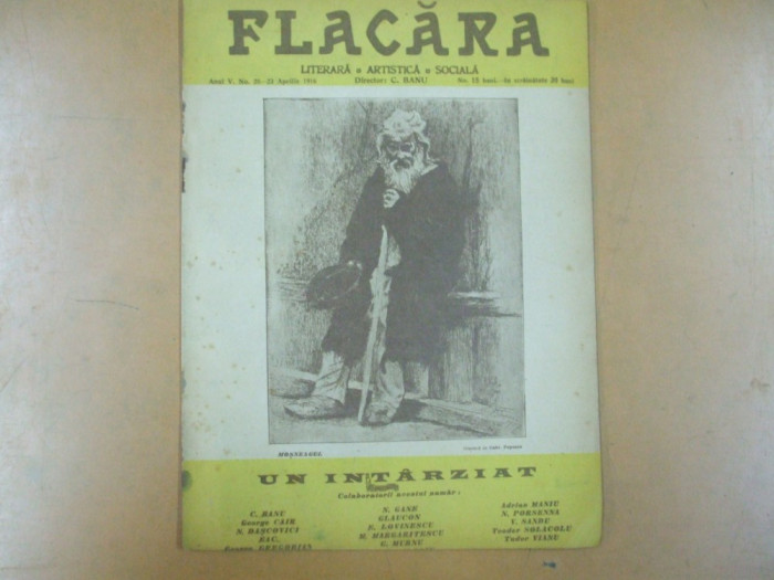 Flacara An V Numar 28 1916 Coperta Gabriel Popescu