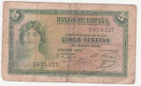 (7) BANCNOTA SPANIA - 5 PESETAS 1935