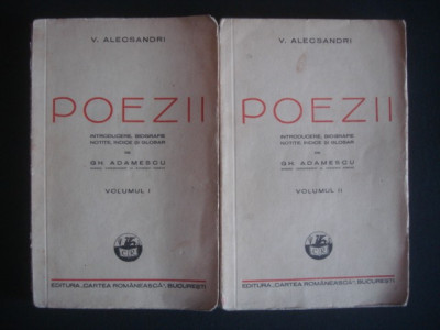 V. ALECSANDRI - POEZII 2 volume {1937, contin dedicatie si autograf necunoscut} foto