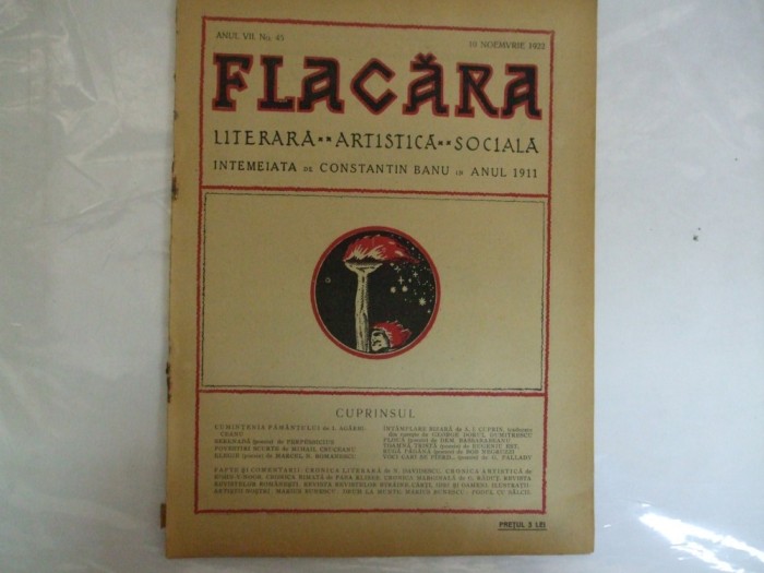 Flacara An VII Numar 45 1922 Marius Bunescu