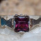 inel antic argint 800 cu cristal Bohemia mov-violet taiat emerald cut!! elegant si rafinat!