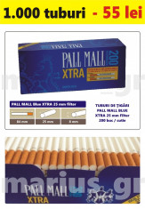1.000 tuburi de tigari Pall Mall Blue XTra filtru de 25 mm pentru injectat tutun foto