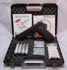 Pistol airsoft Beretta M9 aer comprimat CO2 + geanta + butelii + bile NOU foto